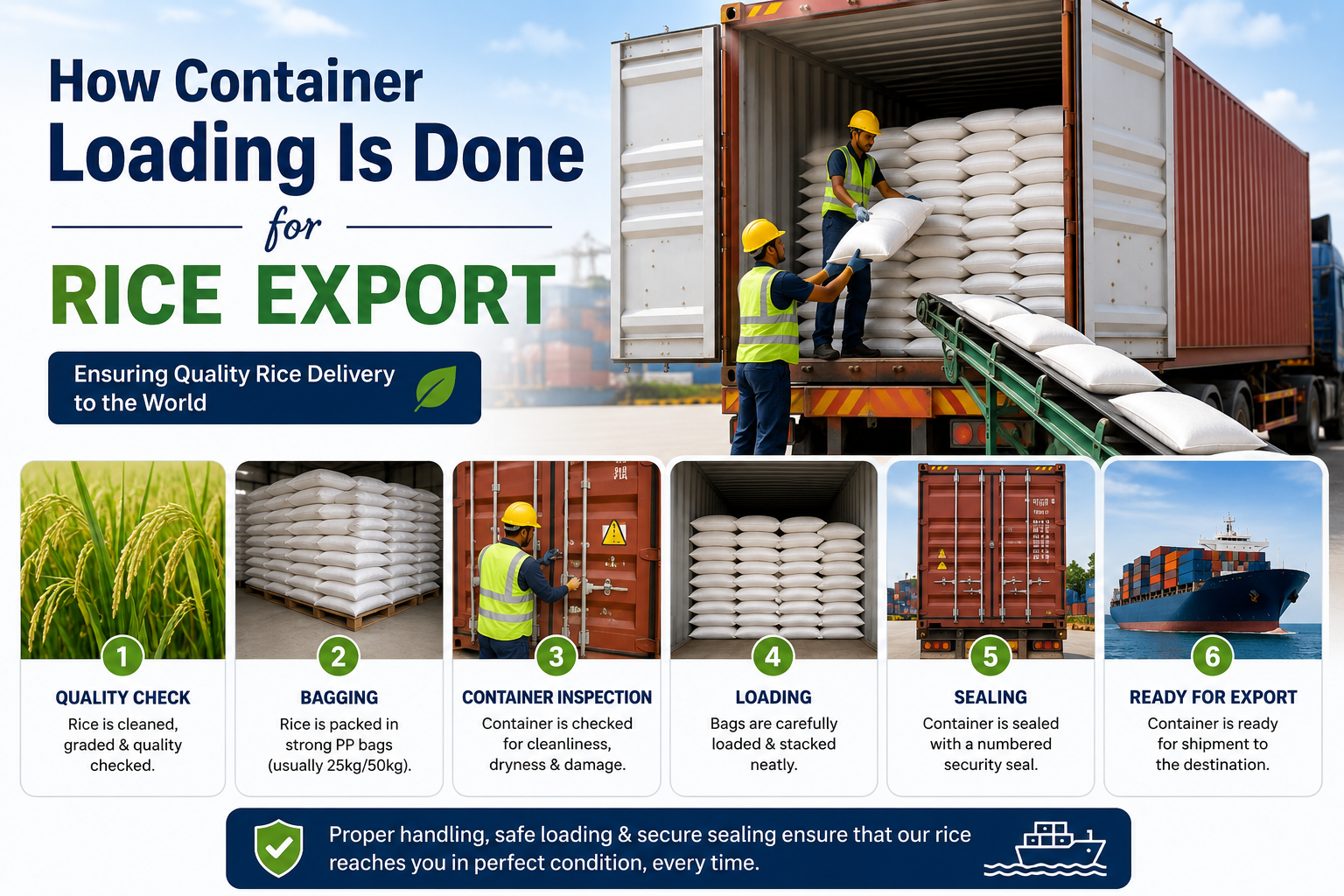 How Container Loading Is Done for Rice Export – Step-by-Step Process