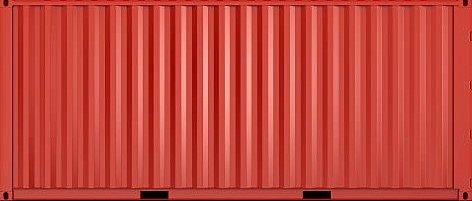 3d rendering of a shipping container seen straight from the side